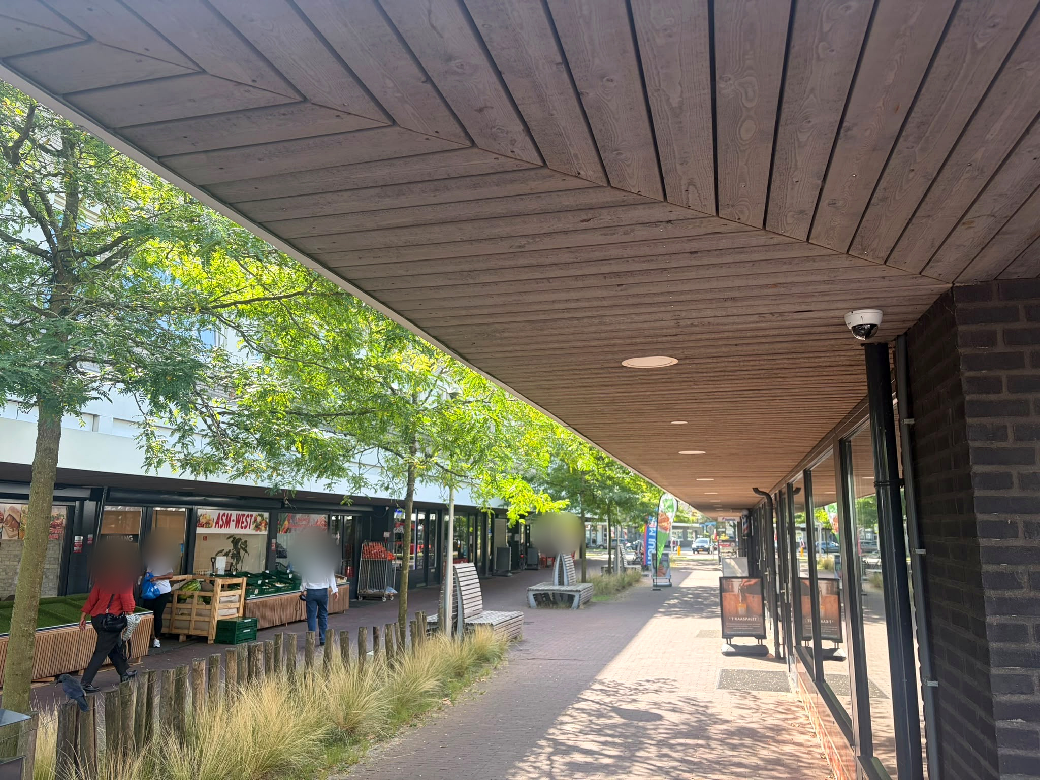 Overzicht van cameradekking langs de winkelpassage van het Paletplein in Tilburg
